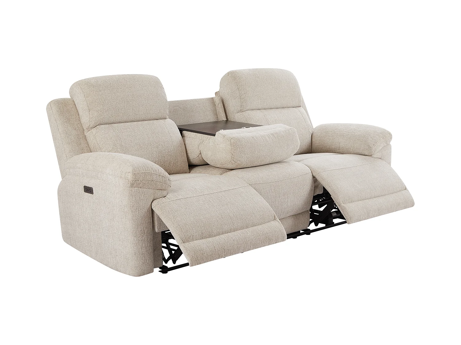 Canapé 3 places et 2 places relax électrique en tissu chiné beige KELUNO