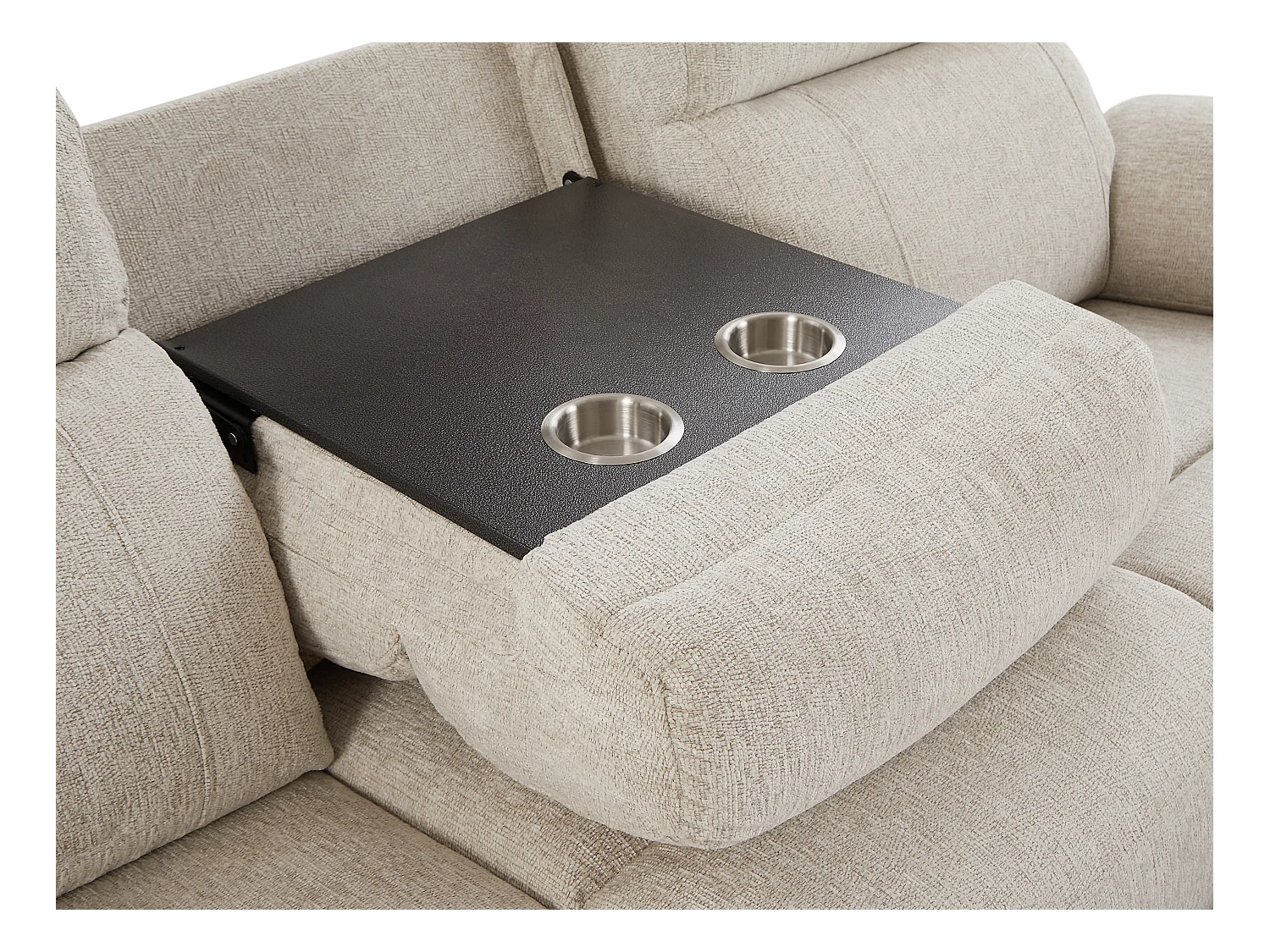 Canapé 3 places et 2 places relax électrique en tissu chiné beige KELUNO