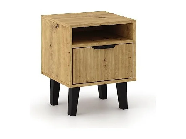 Szafka Nocna Scandi 1S Slim |Dąb Artisan | 39x40x48 cm| Szafka Nocna ryflowana |  Nowoczesny styl
