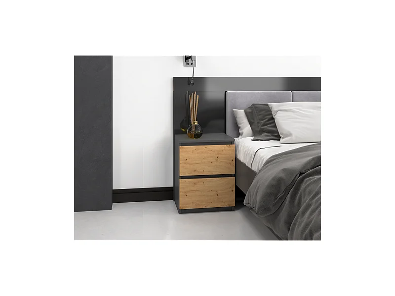 Table de chevet Malwa W2 - ANTHRACITE/ARTISAN