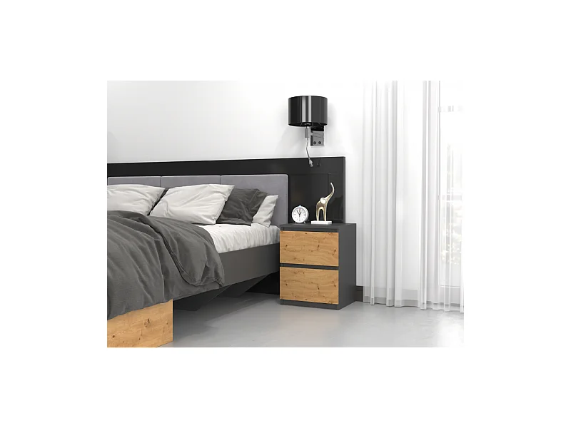 Table de chevet Malwa W2 - ANTHRACITE/ARTISAN