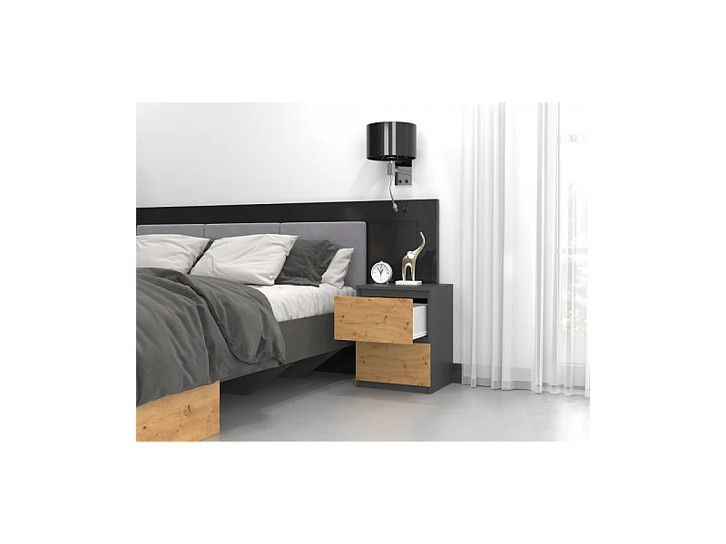 Table de chevet Malwa W2 - ANTHRACITE/ARTISAN