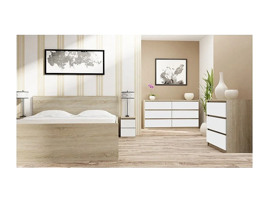 Szafka Nocna Malwa M2 | Dąb Sonoma/Biel | 30x30x40 cm | 2 Szuflady