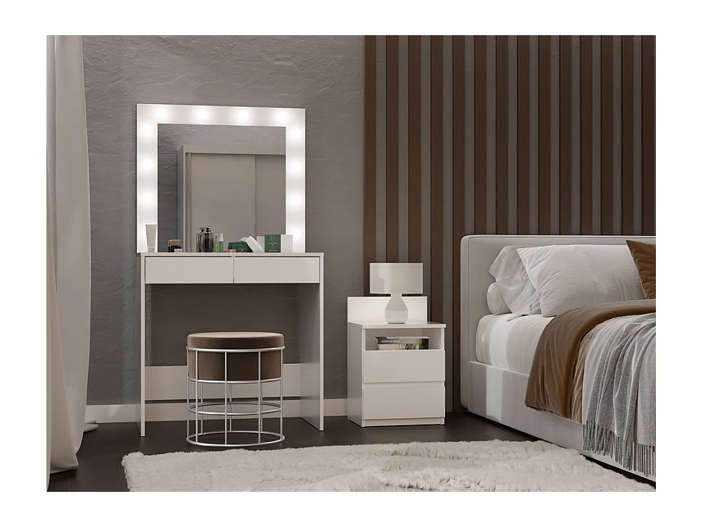 MARINA |  Toaletka z Lustrem LED | Biała |  81x50x150 | Elegancka Funkcjonalna