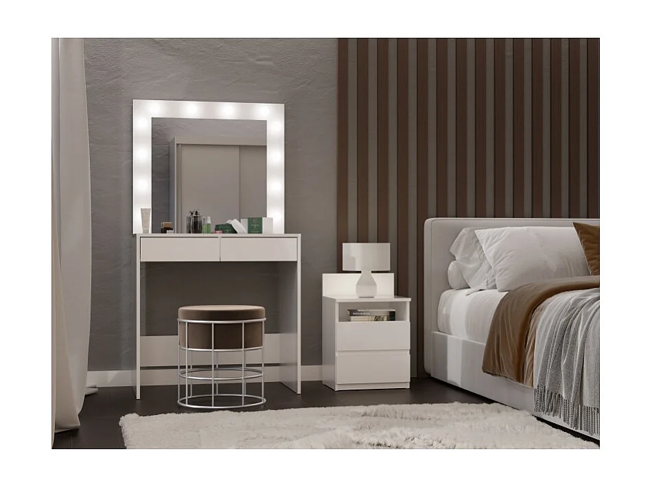 MARINA |  Toaletka z Lustrem LED | Biała |  81x50x150 | Elegancka Funkcjonalna