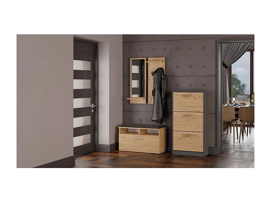 Meuble à chaussures Paula - ANTHRACITE/ARTISAN