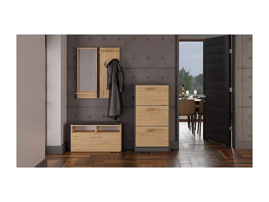 Meuble à chaussures Paula - ANTHRACITE/ARTISAN