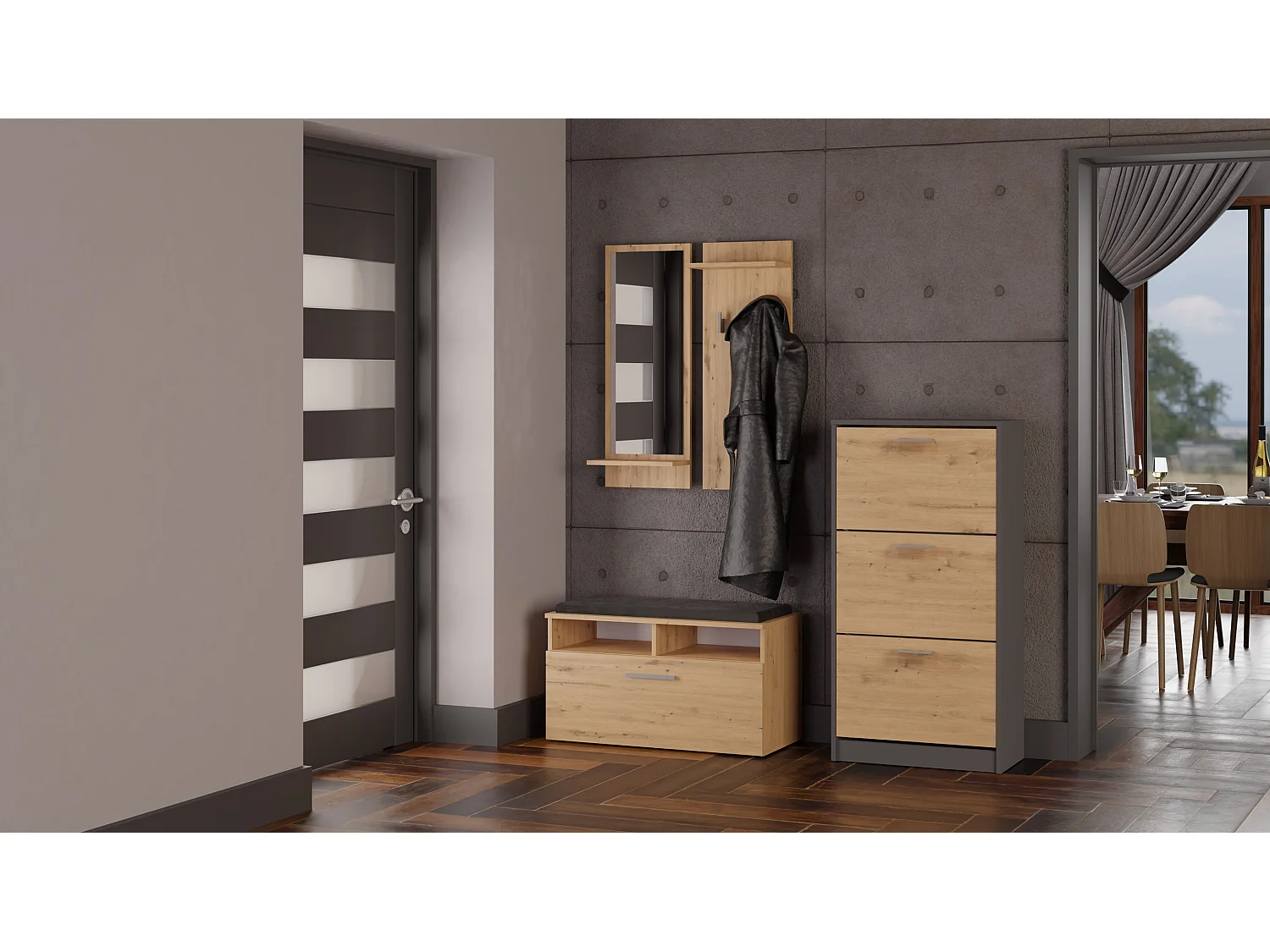 Meuble à chaussures Paula - ANTHRACITE/ARTISAN