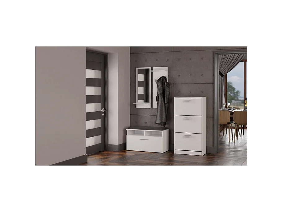 Szafka na obuwie PAULA  | Biała |60x28x116 | Nowoczesna, Elegancka szafka na obuwie