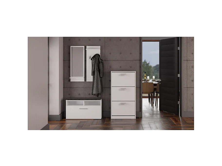 Szafka na obuwie PAULA  | Biała |60x28x116 | Nowoczesna, Elegancka szafka na obuwie