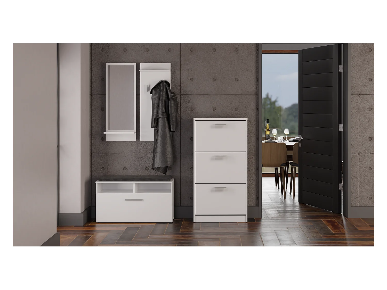 Szafka na obuwie PAULA  | Biała |60x28x116 | Nowoczesna, Elegancka szafka na obuwie