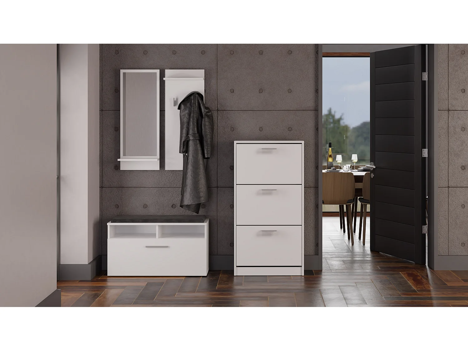 Szafka na obuwie PAULA  | Biała |60x28x116 | Nowoczesna, Elegancka szafka na obuwie