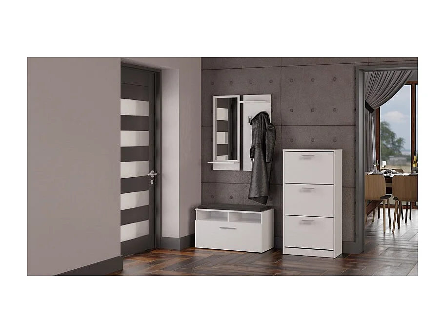 Szafka na obuwie PAULA  | Biała |60x28x116 | Nowoczesna, Elegancka szafka na obuwie