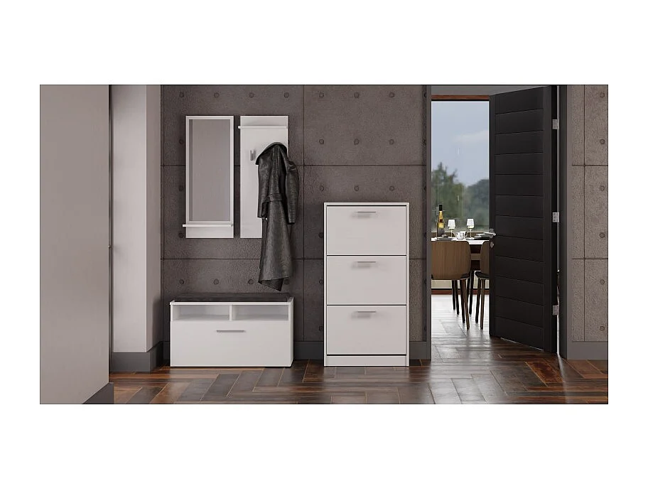 Szafka na obuwie PAULA  | Biała |60x28x116 | Nowoczesna, Elegancka szafka na obuwie