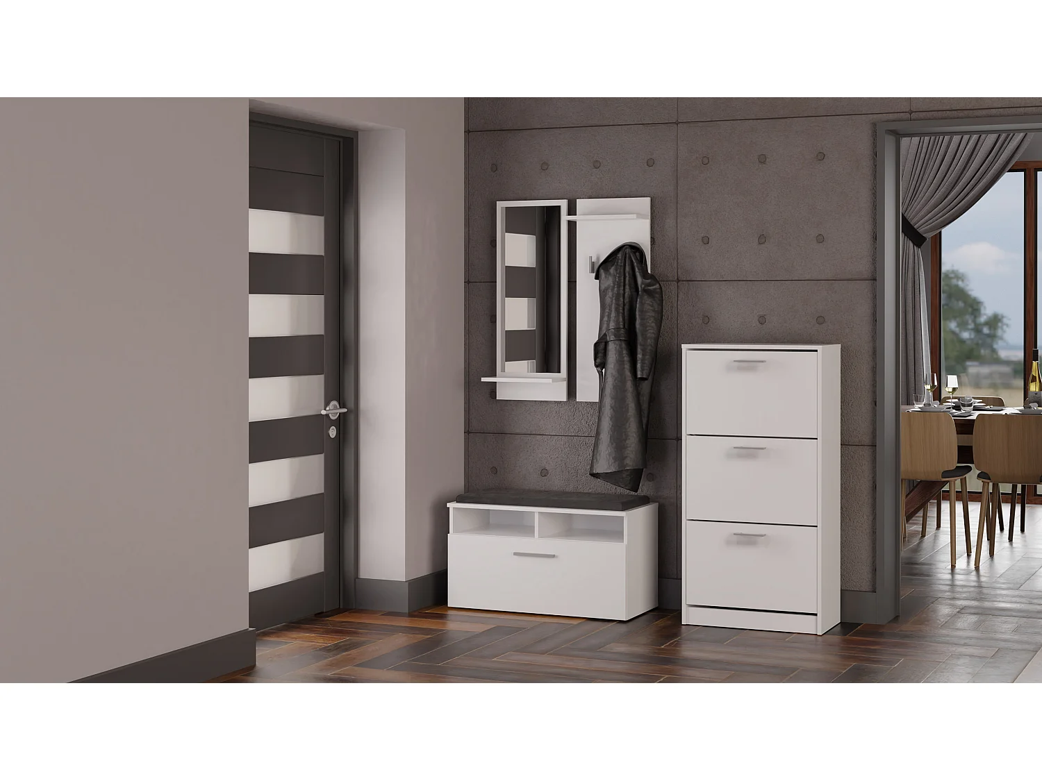 Szafka na obuwie PAULA  | Biała |60x28x116 | Nowoczesna, Elegancka szafka na obuwie