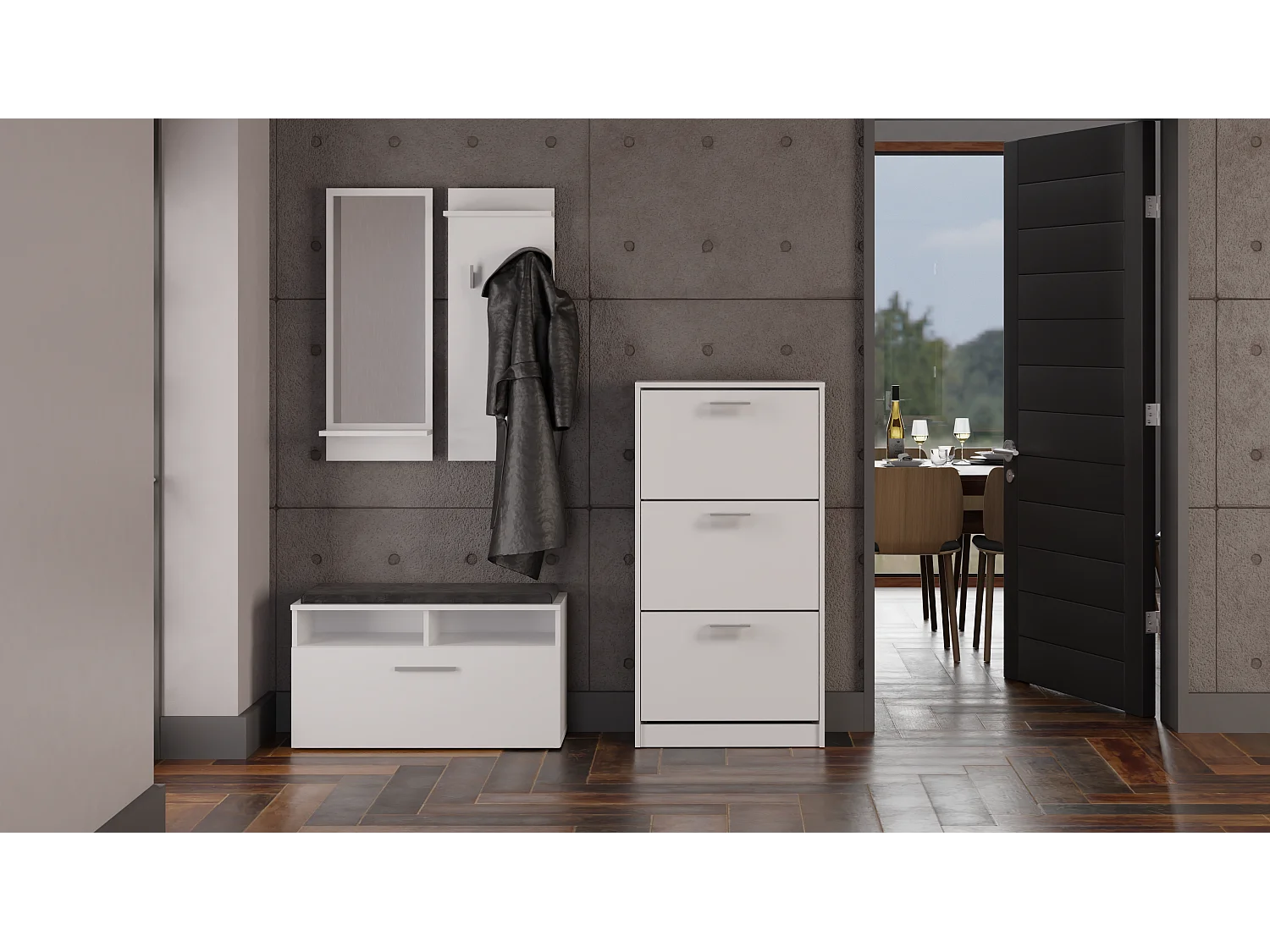 Szafka na obuwie PAULA  | Biała |60x28x116 | Nowoczesna, Elegancka szafka na obuwie