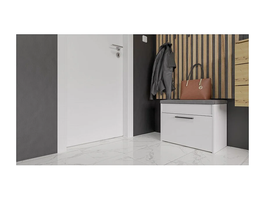 Szafka na Obuwie Parma MINI | Biała |  60x35x49 cm | Szafka na obuwie z siedziskiem