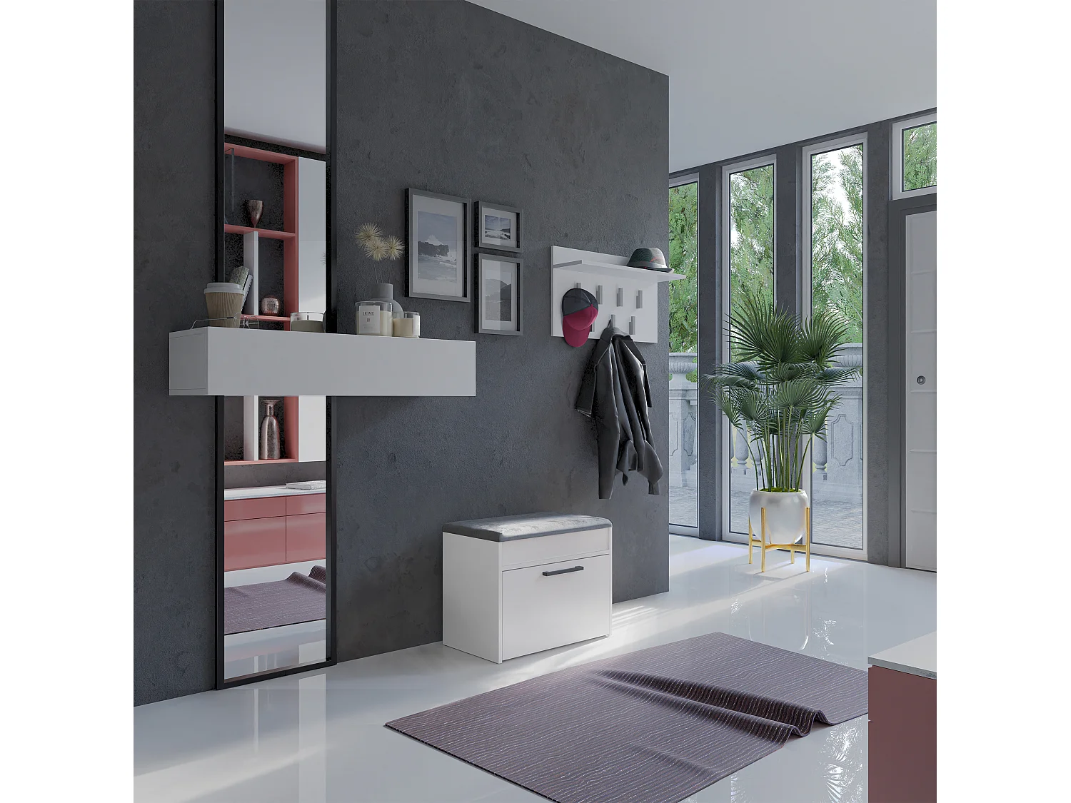 Szafka na Obuwie Parma MINI | Biała |  60x35x49 cm | Szafka na obuwie z siedziskiem