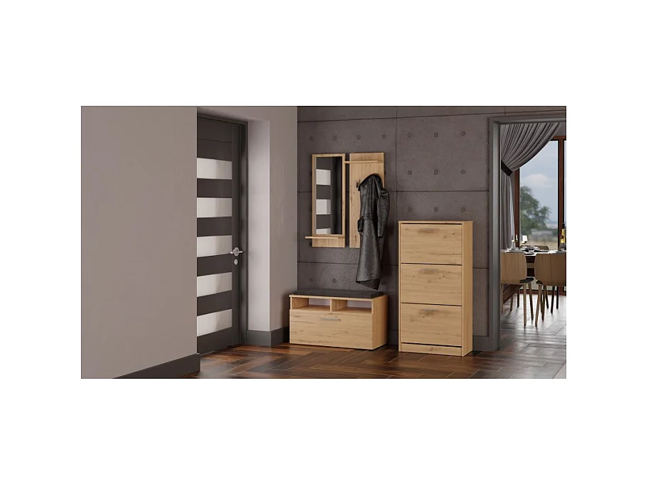 Szafka na obuwie PAULA | Dąb Artisan | 60x28x116 |Nowoczesna, Elegancka szafka na obuwie