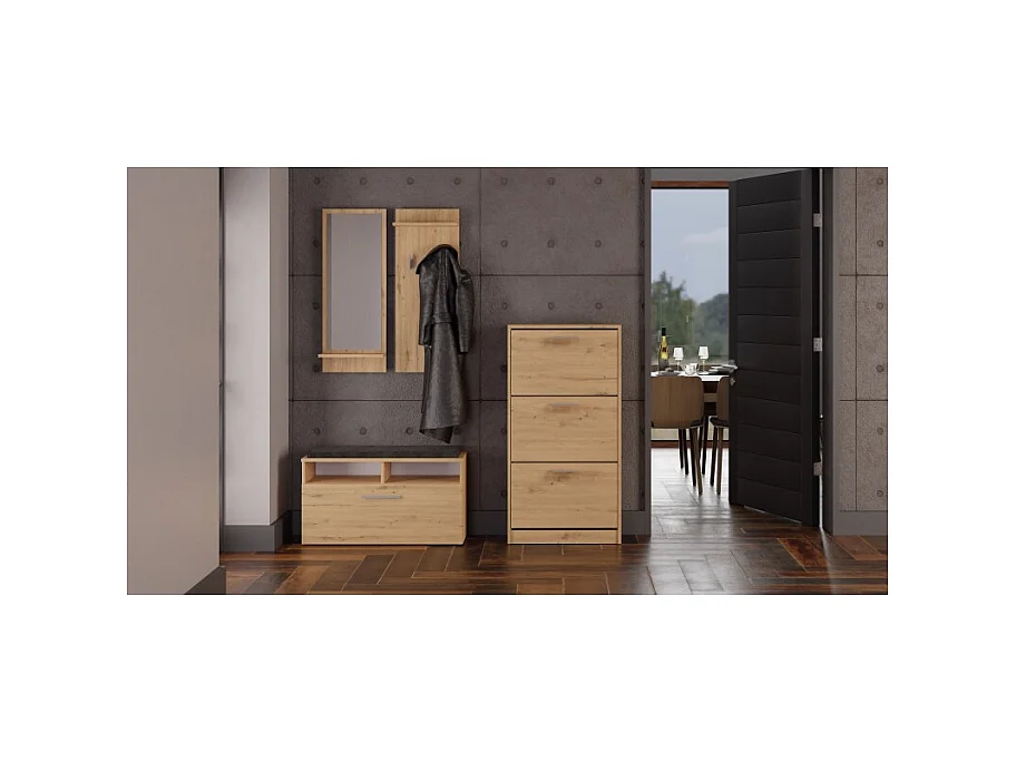 Szafka na obuwie PAULA | Dąb Artisan | 60x28x116 |Nowoczesna, Elegancka szafka na obuwie