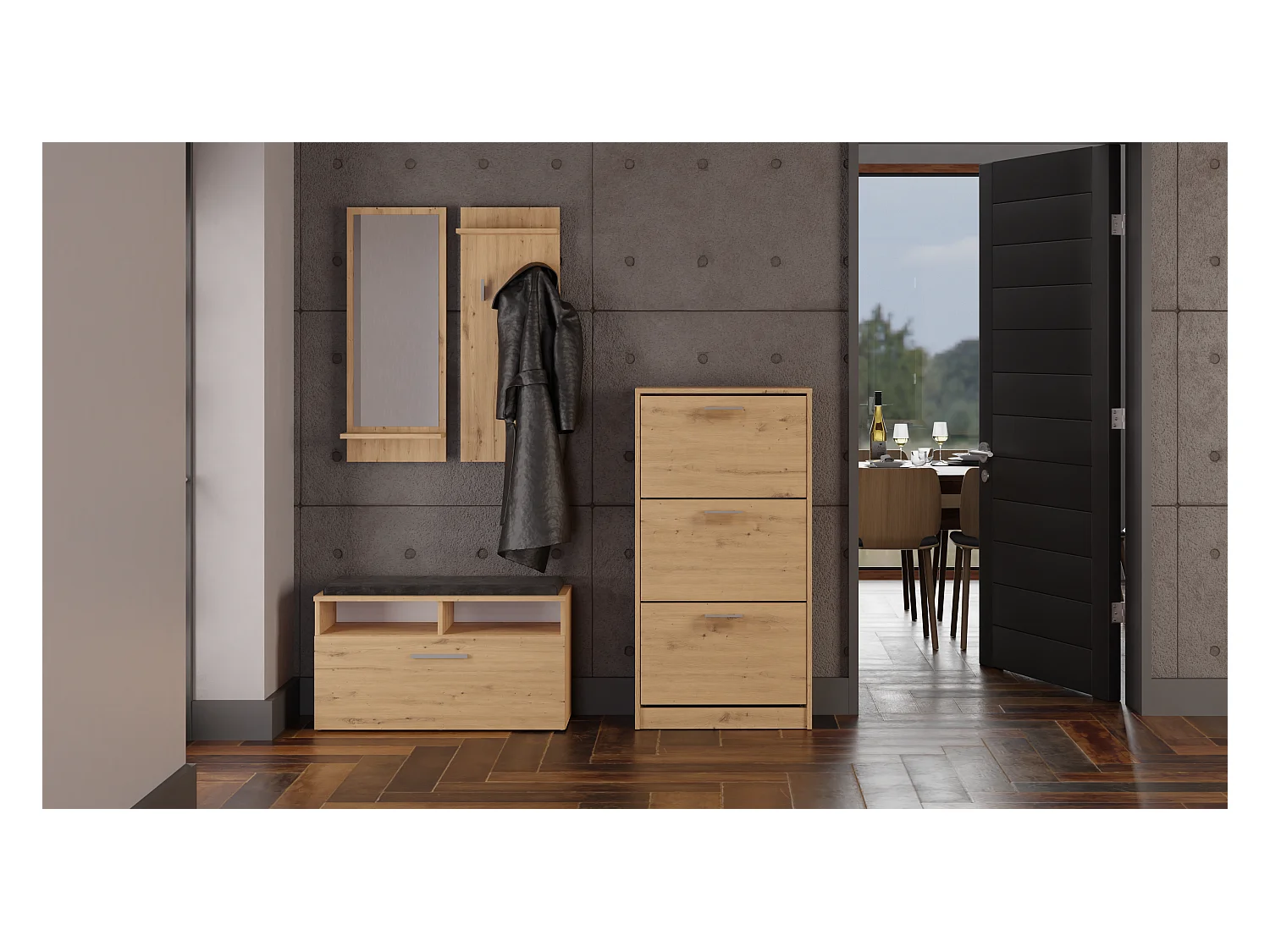 Szafka na obuwie PAULA | Dąb Artisan | 60x28x116 |Nowoczesna, Elegancka szafka na obuwie