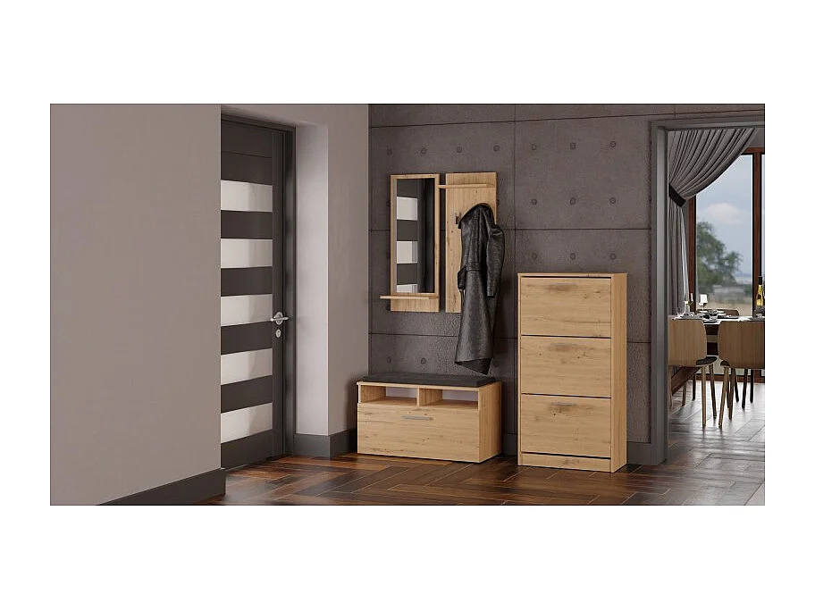 Szafka na obuwie PAULA | Dąb Artisan | 60x28x116 |Nowoczesna, Elegancka szafka na obuwie