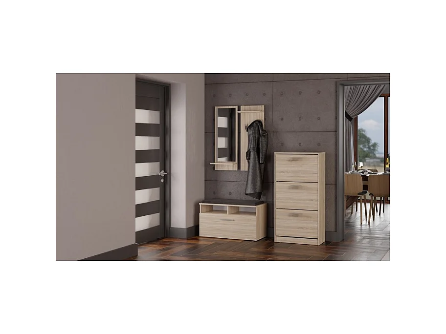 Szafka na obuwie PAULA | Dąb Sonoma | 60x28x116 | Nowoczesna, Elegancka szafka na obuwie