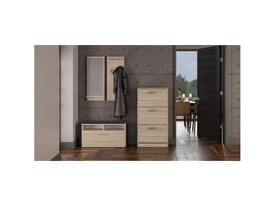 Szafka na obuwie PAULA | Dąb Sonoma | 60x28x116 | Nowoczesna, Elegancka szafka na obuwie