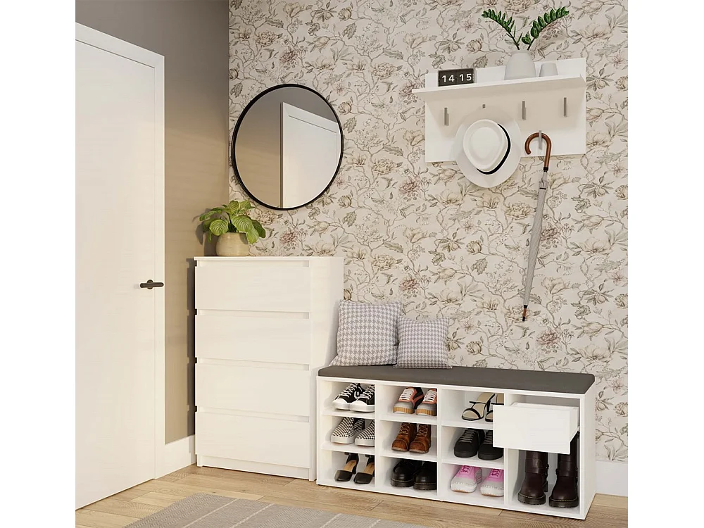 Armoire à chaussures ouverte TALLIN - BLANC