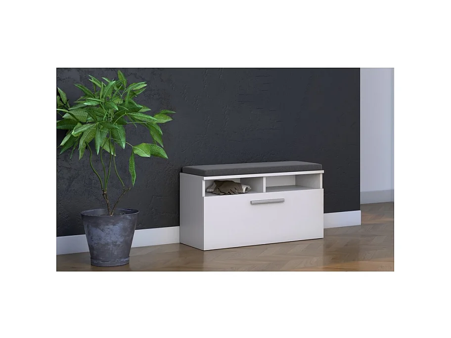 Szafka na obuwie Riva | Biała | 85x35x45 cm |Szafka na obuwie z siedziskiem
