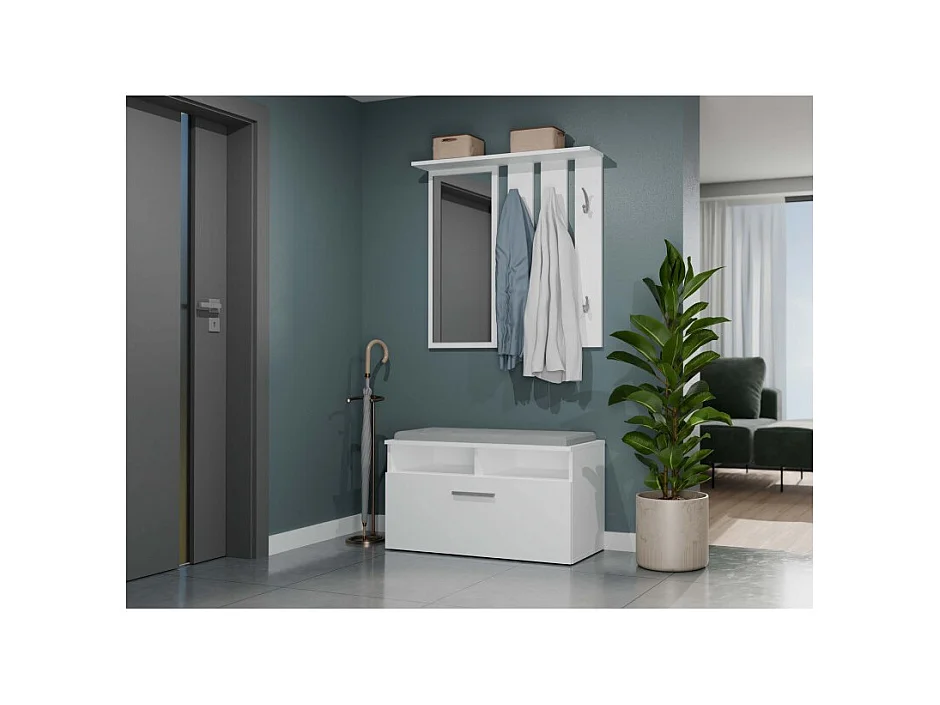 Szafka na obuwie Riva | Biała | 85x35x45 cm |Szafka na obuwie z siedziskiem