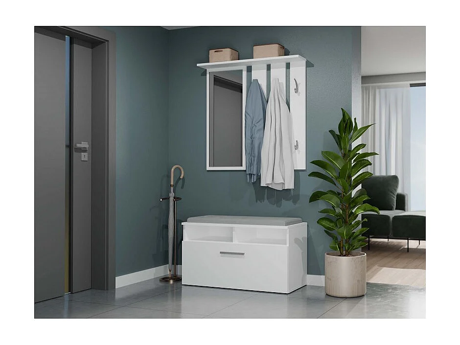 Szafka na obuwie Riva | Biała | 85x35x45 cm |Szafka na obuwie z siedziskiem