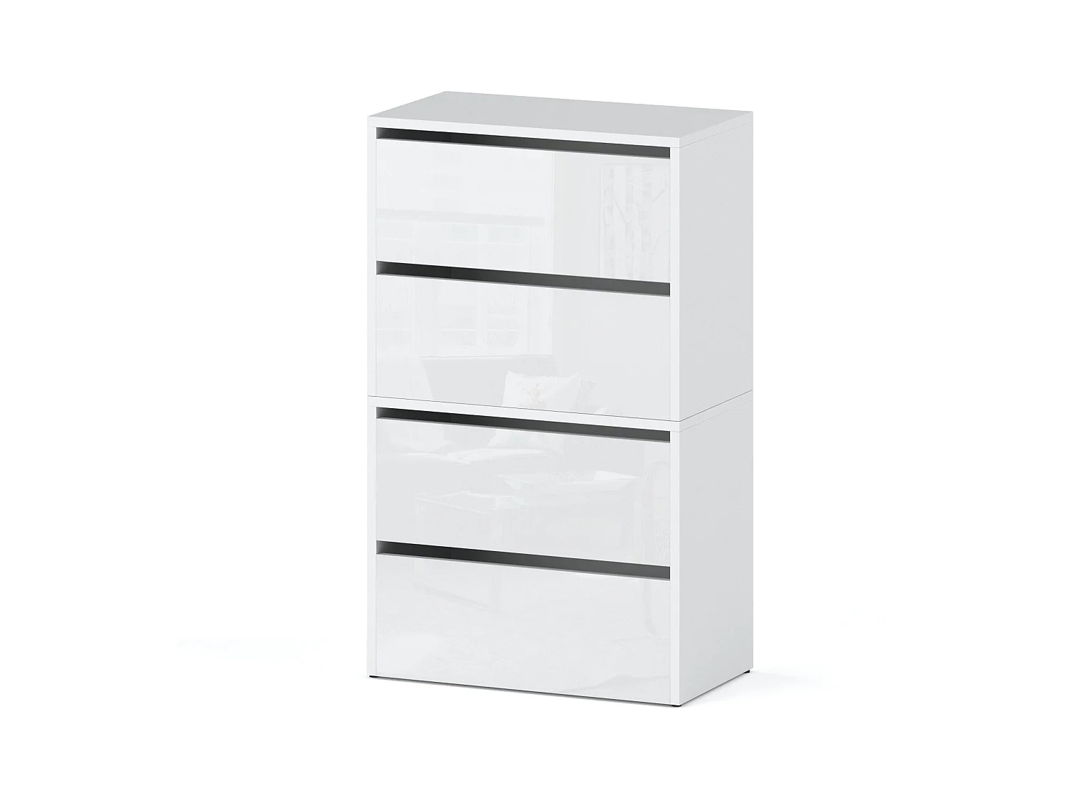 Meuble à Chaussures Blanc Brillant   60x30x100cm – Étagère de Rangement Entrée Style Loft