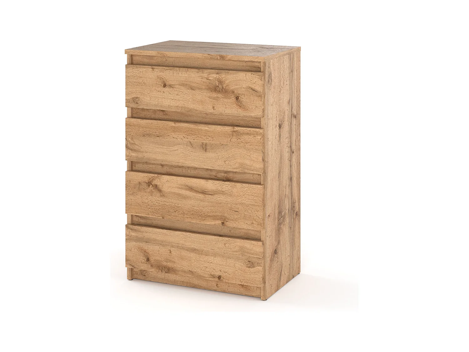 Commode à 4 tiroirs en chêne wotan 60cm meuble tv salon et chambre à coucher