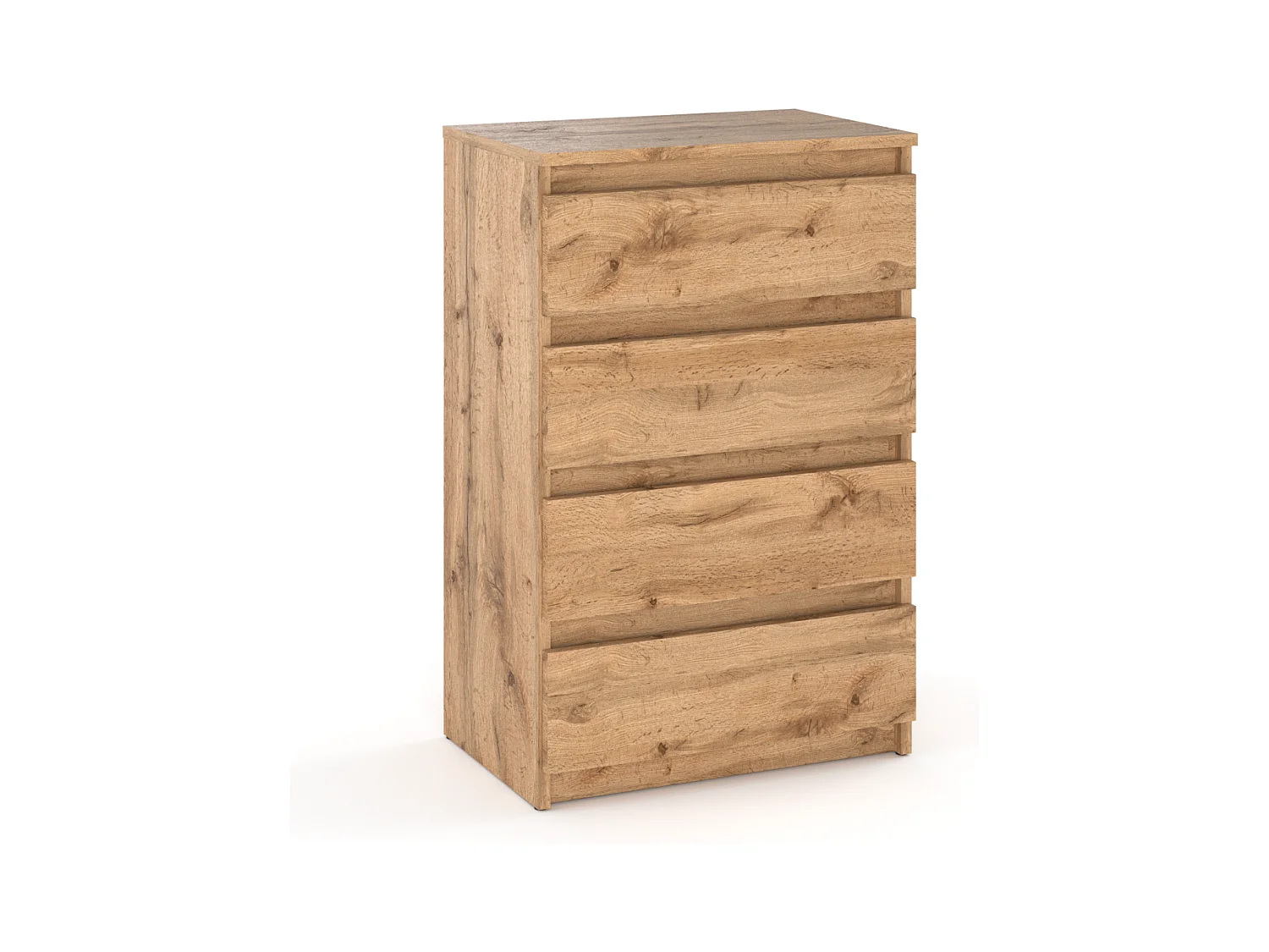 Commode à 4 tiroirs en chêne wotan 60cm meuble tv salon et chambre à coucher