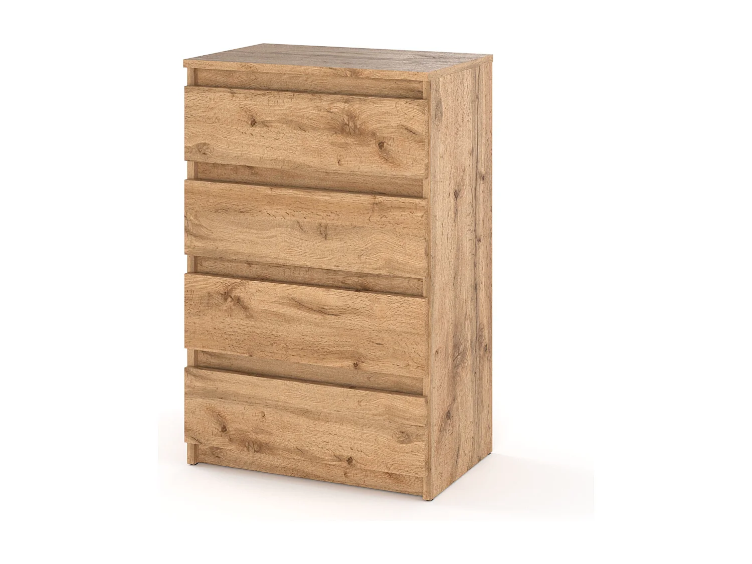 Cómoda con 4 cajones de roble wotan 60 cm, mueble para televisión, salón y dormitorio