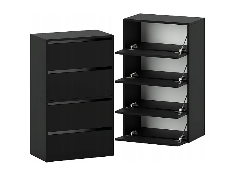 Meuble à Chaussures Noir 60x30x100cm – Étagère de Rangement Entrée Style Loft