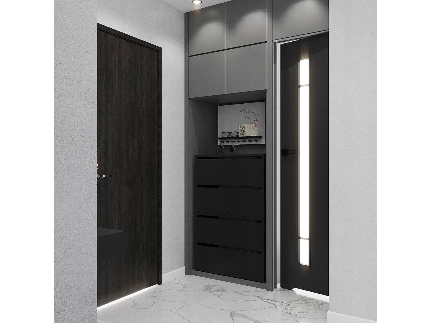 Meuble à Chaussures Noir 60x30x100cm – Étagère de Rangement Entrée Style Loft