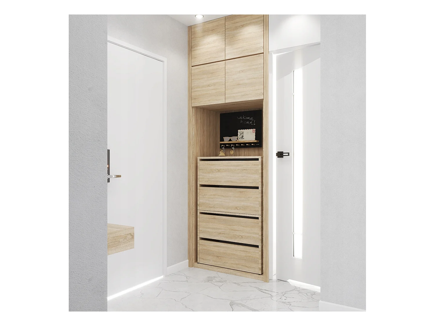 Meuble à Chaussures Chêne Sonoma  60x30x100cm – Étagère de Rangement Entrée Style Loft