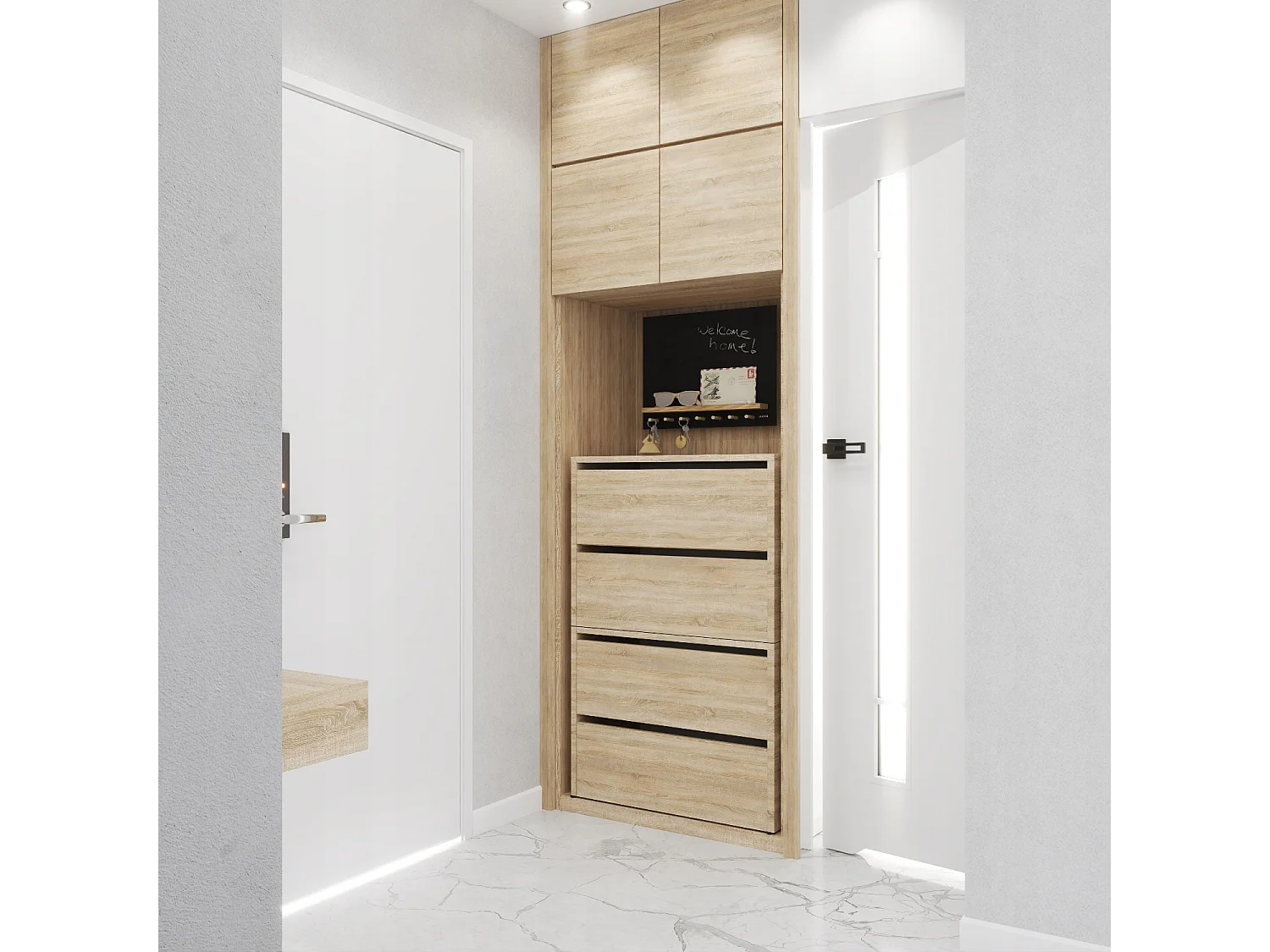 Meuble à Chaussures Chêne Sonoma  60x30x100cm – Étagère de Rangement Entrée Style Loft