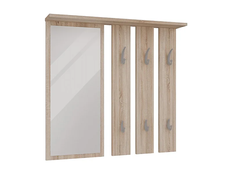 Wieszak Opal | Dąb Sonoma | 85x15x82 cm | Lustro z Półką i Wieszakami