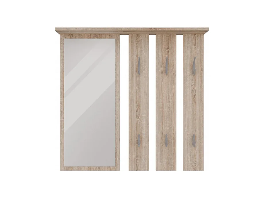 Wieszak Opal | Dąb Sonoma | 85x15x82 cm | Lustro z Półką i Wieszakami