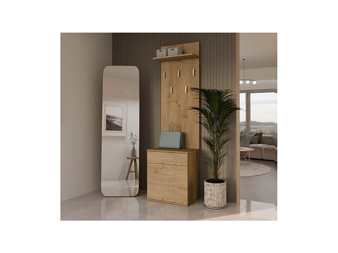 Wieszak Duo | Artisan | 50x35x180 cm | Nowoczesny Styl | Wieszak + Półka + Szafka Na Buty