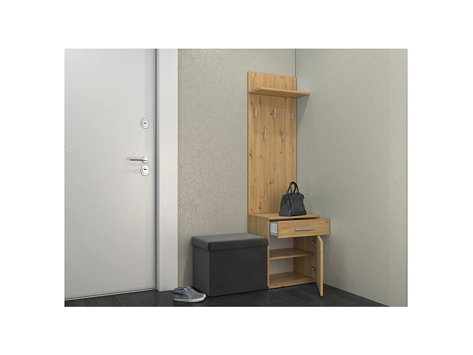 Wieszak Duo | Artisan | 50x35x180 cm | Nowoczesny Styl | Wieszak + Półka + Szafka Na Buty