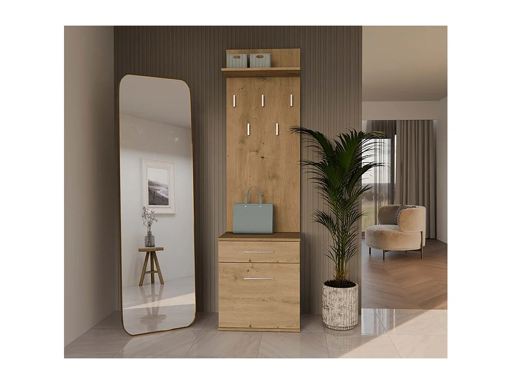 Wieszak Duo | Artisan | 50x35x180 cm | Nowoczesny Styl | Wieszak + Półka + Szafka Na Buty