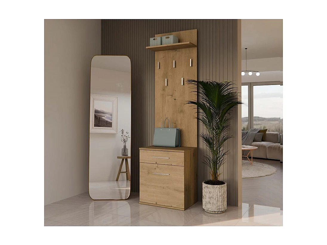 Wieszak Duo | Artisan | 50x35x180 cm | Nowoczesny Styl | Wieszak + Półka + Szafka Na Buty