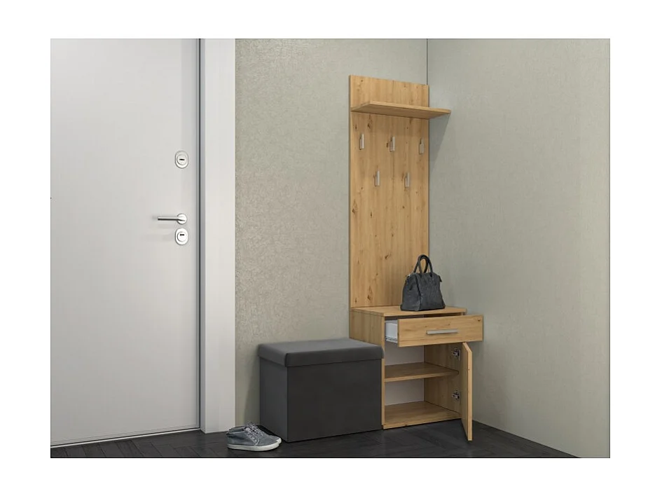 Wieszak Duo | Artisan | 50x35x180 cm | Nowoczesny Styl | Wieszak + Półka + Szafka Na Buty