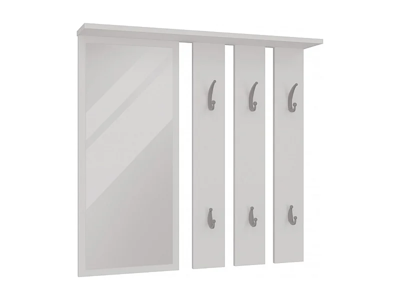 Wieszak Opal | Biały |  85x15x82 cm | Lustro z Półką i Wieszakami