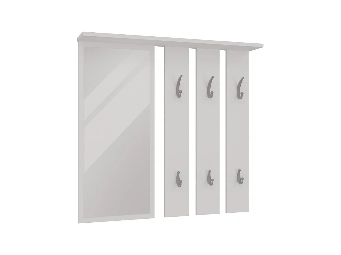 Wieszak Opal | Biały |  85x15x82 cm | Lustro z Półką i Wieszakami