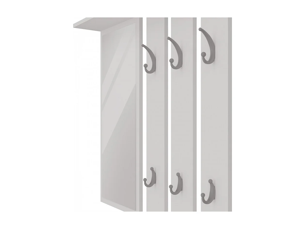 Wieszak Opal | Biały |  85x15x82 cm | Lustro z Półką i Wieszakami